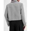 imageCicy Bell Womens Cropped Tweed Blazer Fall Casual Dressy Zip Up Work Office Jacket OuterwearGrey