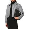 imageCicy Bell Womens Cropped Tweed Blazer Fall Casual Dressy Zip Up Work Office Jacket OuterwearGrey