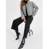 imageCicy Bell Womens Cropped Tweed Blazer Fall Casual Dressy Zip Up Work Office Jacket OuterwearGrey