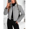 imageCicy Bell Womens Cropped Tweed Blazer Fall Casual Dressy Zip Up Work Office Jacket OuterwearGrey