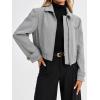 imageCicy Bell Womens Cropped Tweed Blazer Fall Casual Dressy Zip Up Work Office Jacket OuterwearGrey