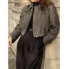 imageCicy Bell Womens Cropped Tweed Blazer Fall Casual Dressy Zip Up Work Office Jacket OuterwearKhaki