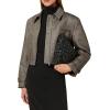 imageCicy Bell Womens Cropped Tweed Blazer Fall Casual Dressy Zip Up Work Office Jacket OuterwearKhaki