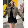 imageCicy Bell Womens Cropped Tweed Blazer Fall Casual Dressy Zip Up Work Office Jacket OuterwearKhaki