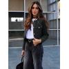 imageCicy Bell Womens Cropped Tweed Blazer Jackets Collarless Button Down Business Casual Outfits with PocketsBlack