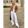 imageCicy Bell Womens Cropped Tweed Blazer Jackets Collarless Button Down Business Casual Outfits with PocketsBrown