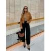 imageCicy Bell Womens Cropped Tweed Blazer Jackets Collarless Button Down Business Casual Outfits with PocketsBrown