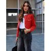 imageCicy Bell Womens Cropped Tweed Blazer Jackets Collarless Button Down Business Casual Outfits with PocketsRed