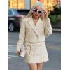 imageCicy Bell Womens Cropped Tweed Blazer Sets 2 Piece Outfits and Mini Skirt Sets Business Casual SuitsBeige