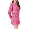 imageCicy Bell Womens Cropped Tweed Blazer Sets 2 Piece Outfits and Mini Skirt Sets Business Casual SuitsBright Pink