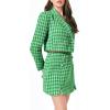 imageCicy Bell Womens Cropped Tweed Blazer Sets 2 Piece Outfits and Mini Skirt Sets Business Casual SuitsGreen