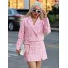 imageCicy Bell Womens Cropped Tweed Blazer Sets 2 Piece Outfits and Mini Skirt Sets Business Casual SuitsPink
