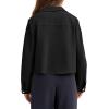 imageCicy Bell Womens Cropped Wool Coats Lapel Collar Button Down Fall Jackets Lightweight Short Pea CoatsBlack
