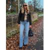 imageCicy Bell Womens Cropped Wool Coats Lapel Collar Button Down Fall Jackets Lightweight Short Pea CoatsBlack