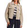 imageCicy Bell Womens Cropped Wool Coats Lapel Collar Button Down Fall Jackets Lightweight Short Pea CoatsCamel Apricot