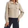 imageCicy Bell Womens Cropped Wool Coats Lapel Collar Button Down Fall Jackets Lightweight Short Pea CoatsCamel Apricot