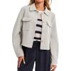 imageCicy Bell Womens Cropped Wool Coats Lapel Collar Button Down Fall Jackets Lightweight Short Pea CoatsLight Grey