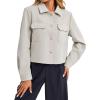 imageCicy Bell Womens Cropped Wool Coats Lapel Collar Button Down Fall Jackets Lightweight Short Pea CoatsLight Grey