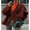 imageCicy Bell Womens Cropped Wool Jackets Fall V Neck Short Pea Coats Single Breasted Outerwear Winter OutfitsCoffee