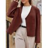 imageCicy Bell Womens Cropped Wool Jackets Fall V Neck Short Pea Coats Single Breasted Outerwear Winter OutfitsCoffee