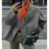 imageCicy Bell Womens Cropped Wool Jackets Fall V Neck Short Pea Coats Single Breasted Outerwear Winter OutfitsGrey