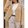imageCicy Bell Womens Cropped Wool Jackets Fall V Neck Short Pea Coats Single Breasted Outerwear Winter OutfitsKhaki