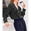 imageCicy Bell Womens Dressy Casual Blouse Chiffon Ruffle V Neck Long Sleeve Tops Button Down ShirtsBlack