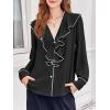 imageCicy Bell Womens Dressy Casual Blouse Chiffon Ruffle V Neck Long Sleeve Tops Button Down ShirtsBlack