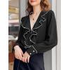 imageCicy Bell Womens Dressy Casual Blouse Chiffon Ruffle V Neck Long Sleeve Tops Button Down ShirtsBlack