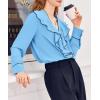 imageCicy Bell Womens Dressy Casual Blouse Chiffon Ruffle V Neck Long Sleeve Tops Button Down ShirtsBlue