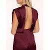 imageCicy Bell Womens Elegant Satin Jumpsuits Sleeveless Wide Leg Wedding Guest Cocktail Long Pants RompersBurgundy