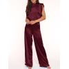 imageCicy Bell Womens Elegant Satin Jumpsuits Sleeveless Wide Leg Wedding Guest Cocktail Long Pants RompersBurgundy