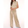 imageCicy Bell Womens Elegant Satin Jumpsuits Sleeveless Wide Leg Wedding Guest Cocktail Long Pants RompersKhaki