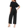 imageCicy Bell Womens Elegant V Neck Jumpsuits Dressy Casual Short Sleeve Wide Leg Long Pants RompersBlack