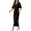 imageCicy Bell Womens Elegant V Neck Jumpsuits Dressy Casual Short Sleeve Wide Leg Long Pants RompersBlack