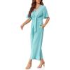 imageCicy Bell Womens Elegant V Neck Jumpsuits Dressy Casual Short Sleeve Wide Leg Long Pants RompersLight Green