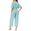 imageCicy Bell Womens Elegant V Neck Jumpsuits Dressy Casual Short Sleeve Wide Leg Long Pants RompersLight Green