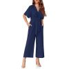 imageCicy Bell Womens Elegant V Neck Jumpsuits Dressy Casual Short Sleeve Wide Leg Long Pants RompersNavy