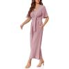 imageCicy Bell Womens Elegant V Neck Jumpsuits Dressy Casual Short Sleeve Wide Leg Long Pants RompersPink