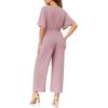 imageCicy Bell Womens Elegant V Neck Jumpsuits Dressy Casual Short Sleeve Wide Leg Long Pants RompersPink