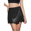 imageCicy Bell Womens Faux Leather Skorts High Waisted Shorts Button Front Mini PU SkirtsBlack