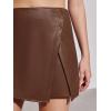 imageCicy Bell Womens Faux Leather Skorts High Waisted Shorts Button Front Mini PU SkirtsBrown
