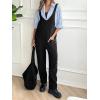 imageCicy Bell Womens Fleece Overalls Jumpsuits Loose Fit V Neck Sleeveless Jumpsuit Sherpa Fuzzy Fall OutfitsBlack