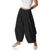 imageCicy Bell Womens Harem Pants Casual Baggy Elastic Waist Wide Leg Beach Pants with PocketsBlack