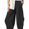 imageCicy Bell Womens Harem Pants Casual Baggy Elastic Waist Wide Leg Beach Pants with PocketsBlack