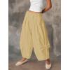 imageCicy Bell Womens Harem Pants Casual Baggy Elastic Waist Wide Leg Beach Pants with PocketsKhaki