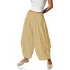 imageCicy Bell Womens Harem Pants Casual Baggy Elastic Waist Wide Leg Beach Pants with PocketsKhaki