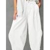 imageCicy Bell Womens Harem Pants Casual Baggy Elastic Waist Wide Leg Beach Pants with PocketsWhite