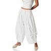 imageCicy Bell Womens Harem Pants Casual Baggy Elastic Waist Wide Leg Beach Pants with PocketsWhite