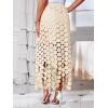 imageCicy Bell Womens Hollow Out Maxi Skirts Summer High Waisted Boho Fringe Hem Long SkirtApricot